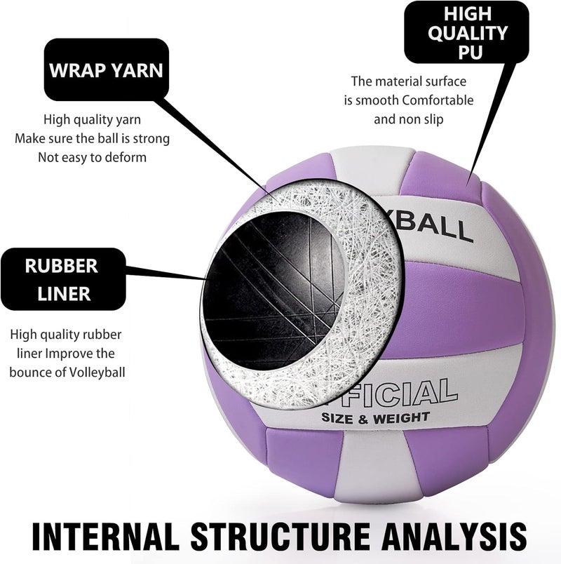 EVZOM Super Soft Volleyball Beach Volleyball Official Size 5 for Outdoor/Indoor/Pool/Gym/Training Premium Volleyballs Equipment Durability Stability Sports Ball - Image 5